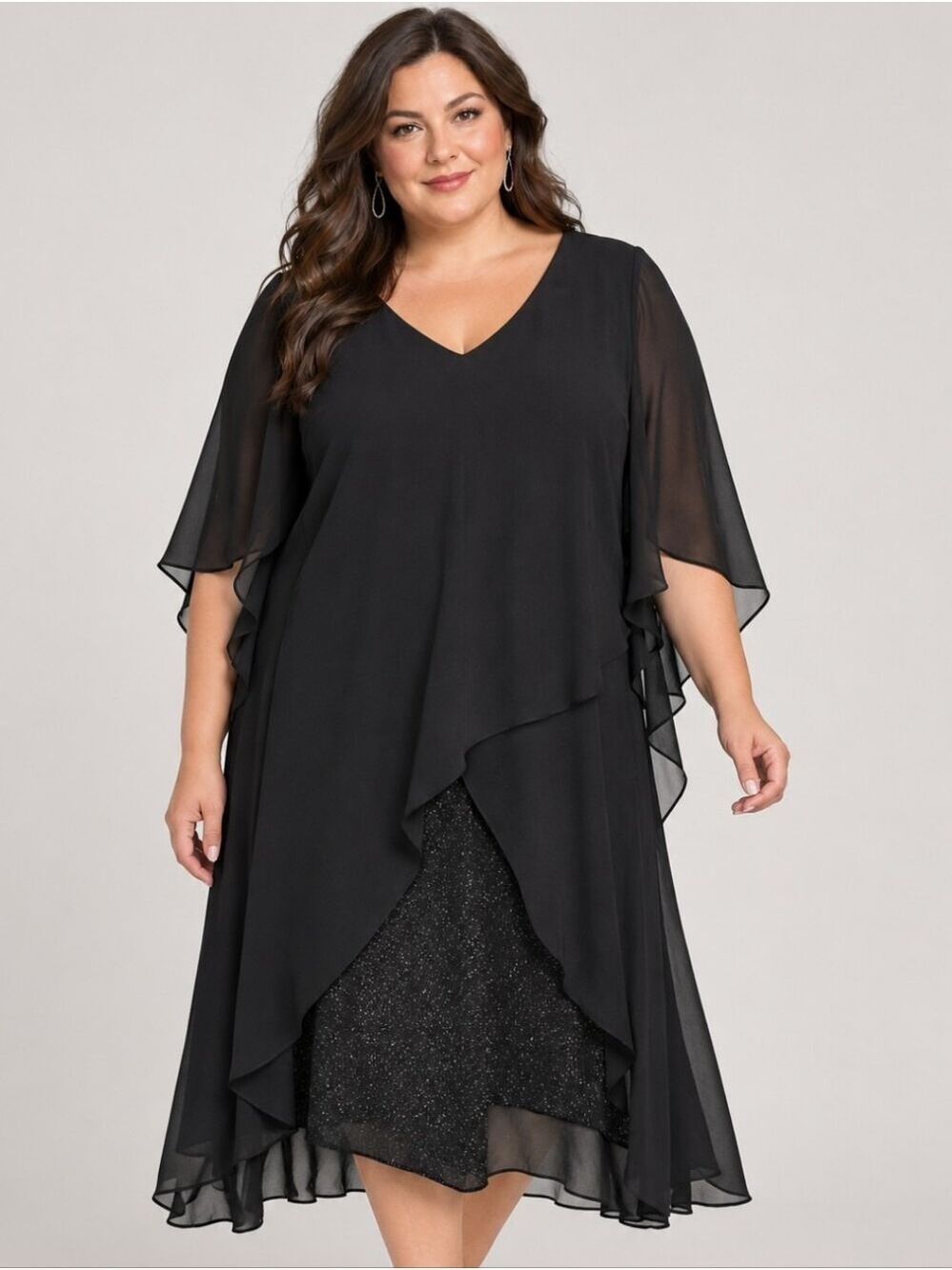 Hanna Nikole Layered Chiffon Dress Size 24W NEW